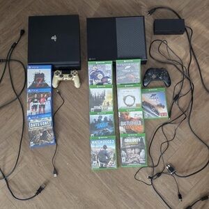 Xbox one & playstation 4 with games & controllers